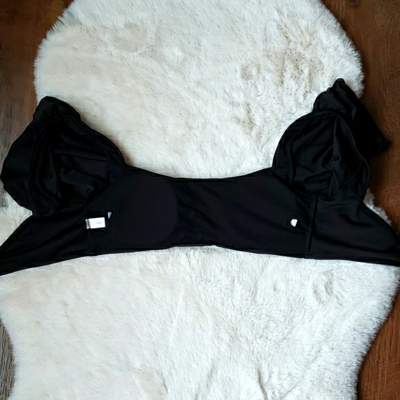 Black Puff Sleeve Bralette Top High-waist Bikini - Picture 8 of 8